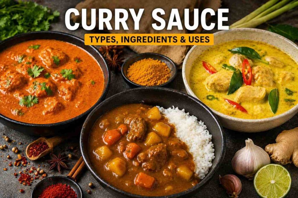 Diffferent sauces recipes in pot