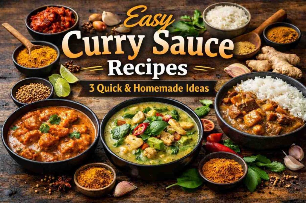 different curry sauce recipe in pots