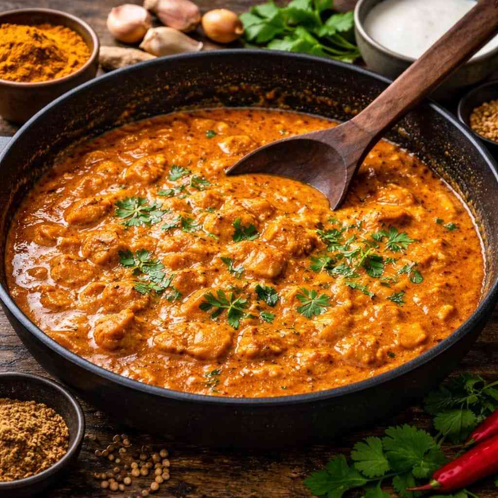 homemade curry sauce in pan
