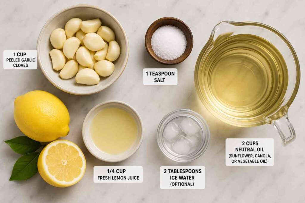 garlic sauce for shawarma ingredients