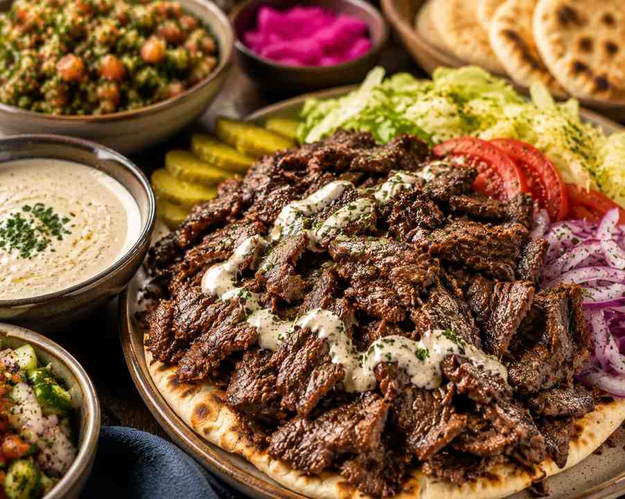 serve with shawarama sauce beef shawarma