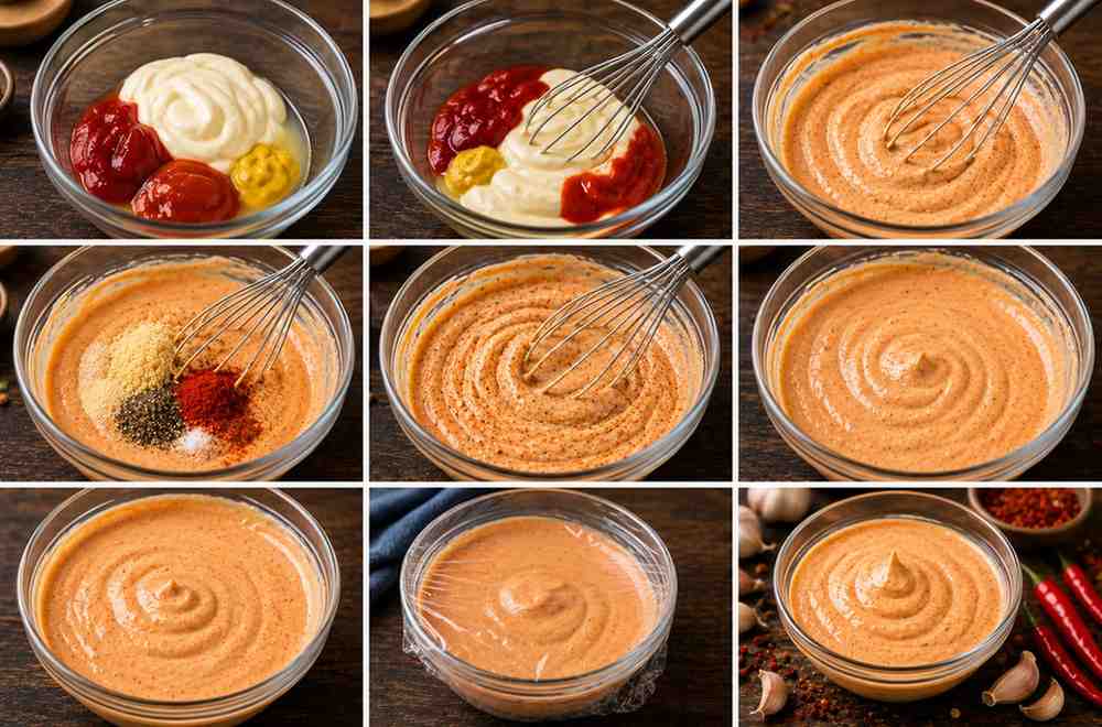 step by step how to make spicy burger sauce