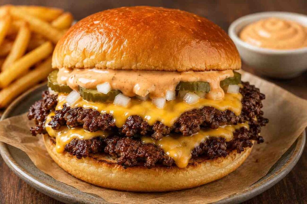 smash burger to serve with burger sauce