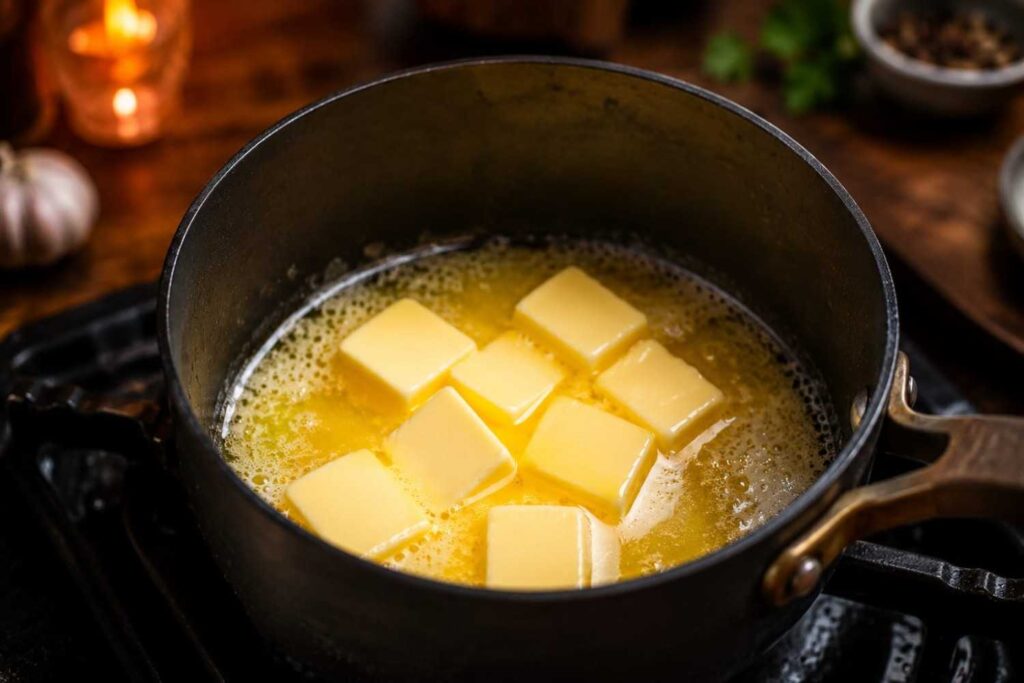 melt butter for seafood boil sauce for shrimp