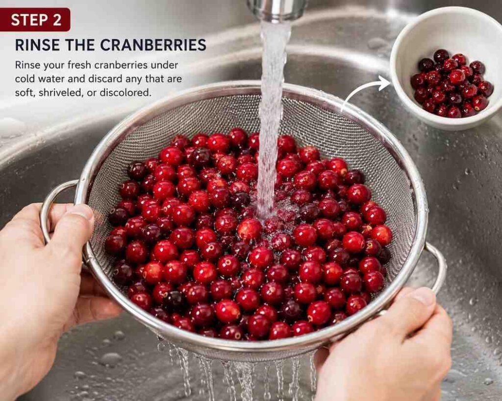 rinse cranberies for cranbery apple sauce recipe