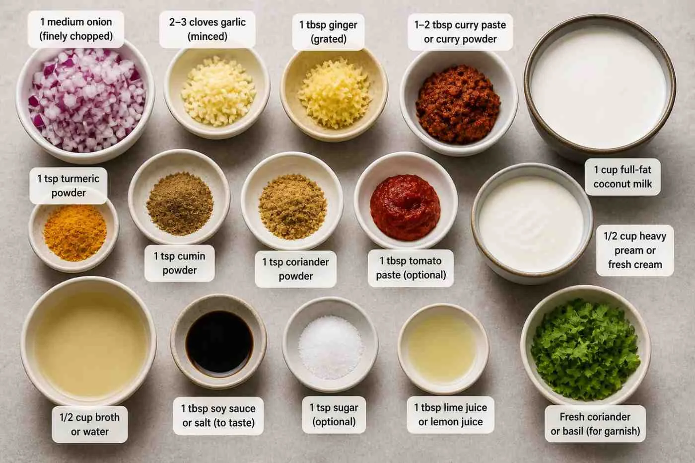 creamy curry sauce recipe ingredient